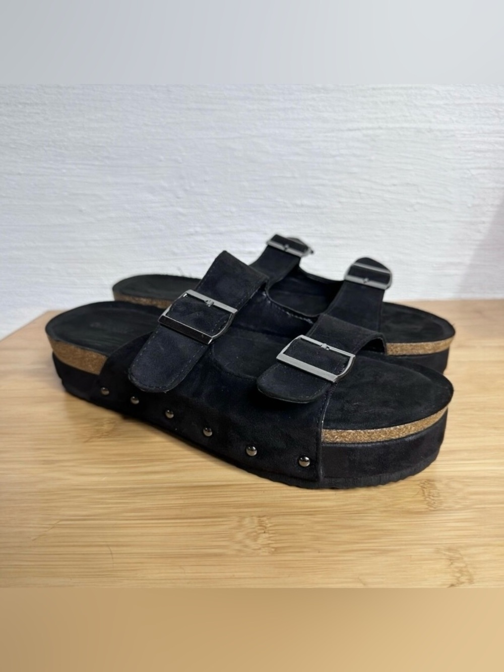 Outwoods Trend-1 Sandals Women's 9 Black Platform Buckle Strap Boho Coachella